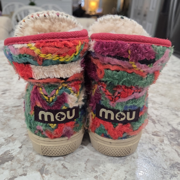 Mou Woven Lined Multicolor Knit Slip-On Eskimo Ankle Boots Size 8.5/9Free People - Picture 8 of 11
